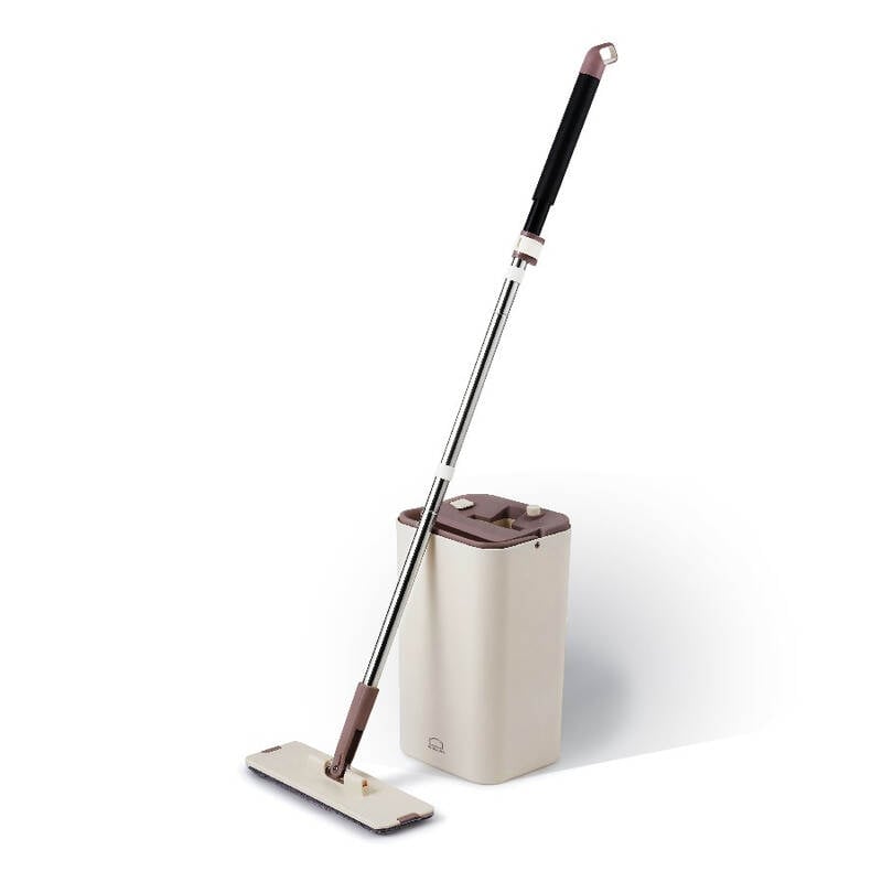 Bộ Cây Lau Nhà Locknlock Squeeze Flat Mop, Gồm Xô Nhựa, Cây Lau Và 2 Bông Lau 32x10x112 - 136cm - ETM471, , large image number null